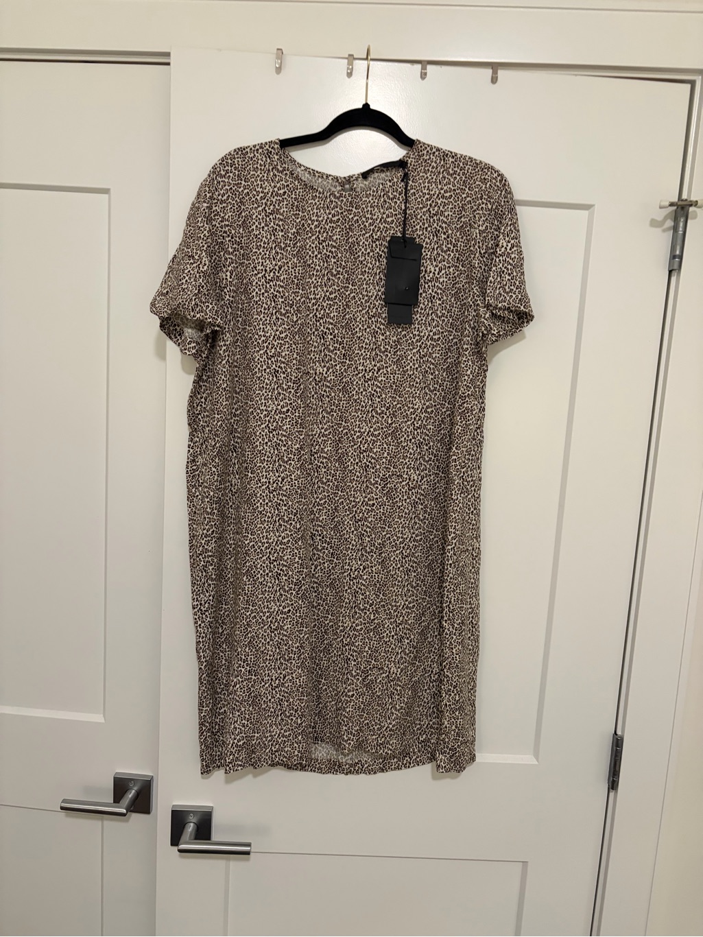 Jenni Kayne Taupe Leopard Print Midi Shift Dress